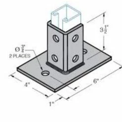 Discount 👏 PHD Manufacturing 8 in. 2- Hole Electro-Galvanized Strut Post Base for 1-5/8 in. Strut ⭐